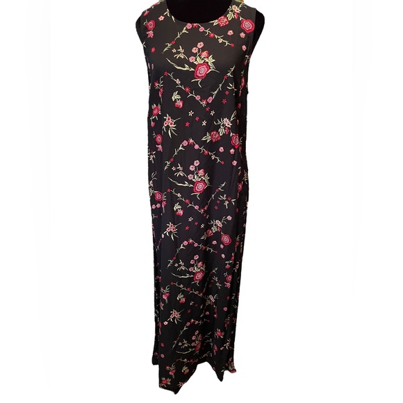 victoria holley Dresses & Skirts - Victoria Holley Vintage 90s Black Whimsygoth Boho Witchy Hippie Rose Midi Dress